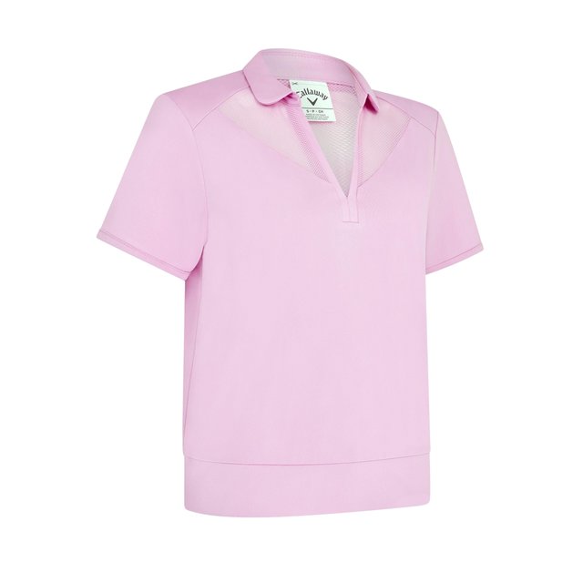 Callaway Waist Length Mesh Detail Short Sleeve dámské polo, růžové
