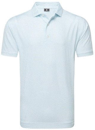 FootJoy Houndstooth Geo Lisle pánské polo, bílo/světle modré