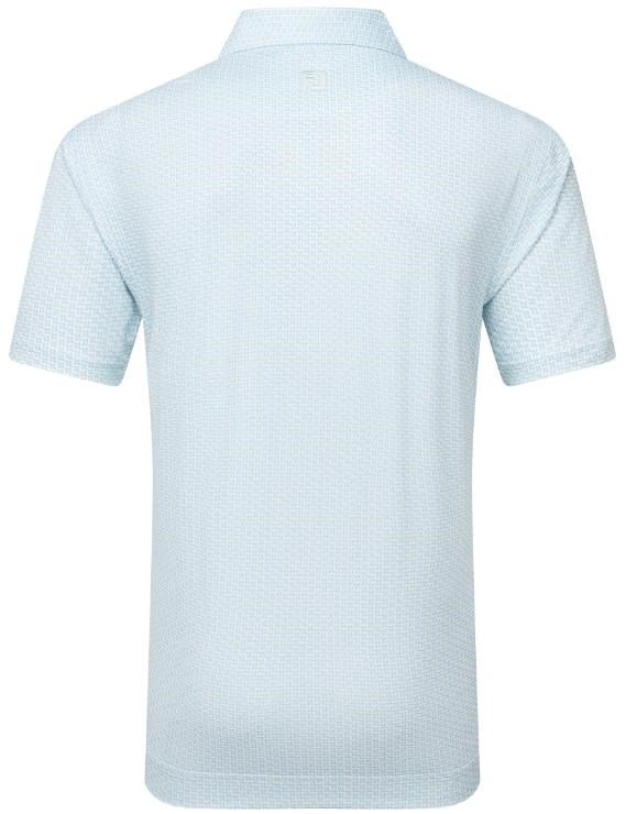 FootJoy Houndstooth Geo Lisle pánské polo, bílo/světle modré