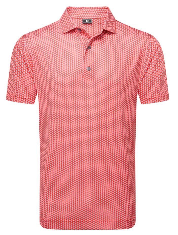 FootJoy Houndstooth Geo Lisle pánské polo, hibiscus