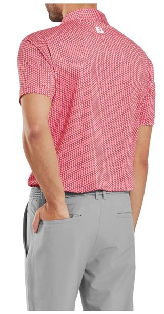 FootJoy Houndstooth Geo Lisle pánské polo, hibiscus