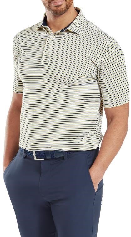 FootJoy Balance Stripe Lisle pánské polo, modro/bílo/oranžové
