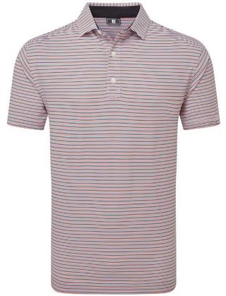 FootJoy Balance Stripe Lisle pánské polo, white/black/hibiscus/flint
