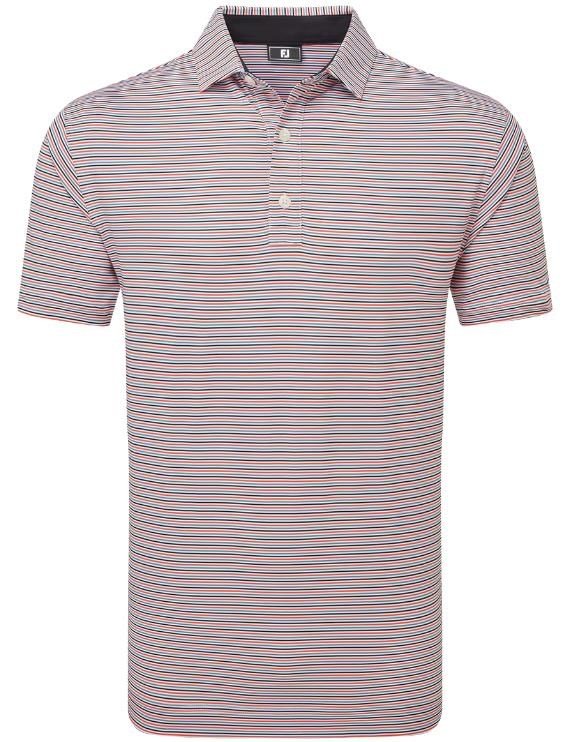 FootJoy Balance Stripe Lisle pánské polo, white/black/hibiscus/flint