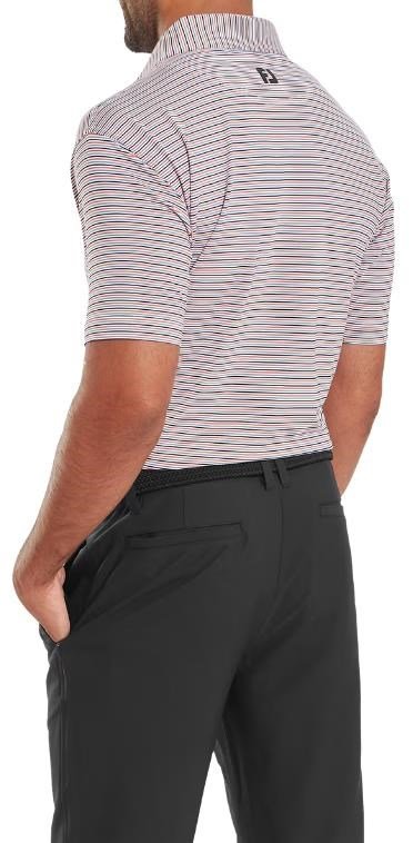 FootJoy Balance Stripe Lisle pánské polo, white/black/hibiscus/flint