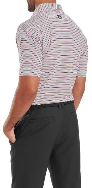 FootJoy Balance Stripe Lisle pánské polo, white/black/hibiscus/flint