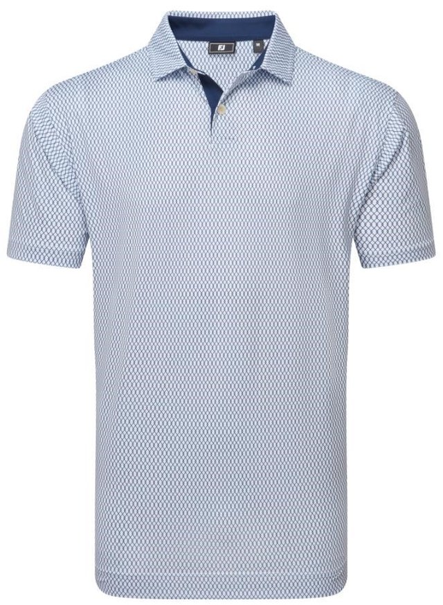 FootJoy Irongate Print Lisle pánské polo, bílo/tmavě modré