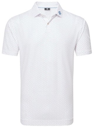 FootJoy Bounce Print Pique pánské polo, white/orange/blue jay