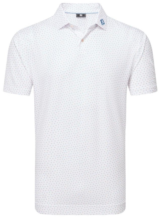 FootJoy Bounce Print Pique pánské polo, white/orange/blue jay