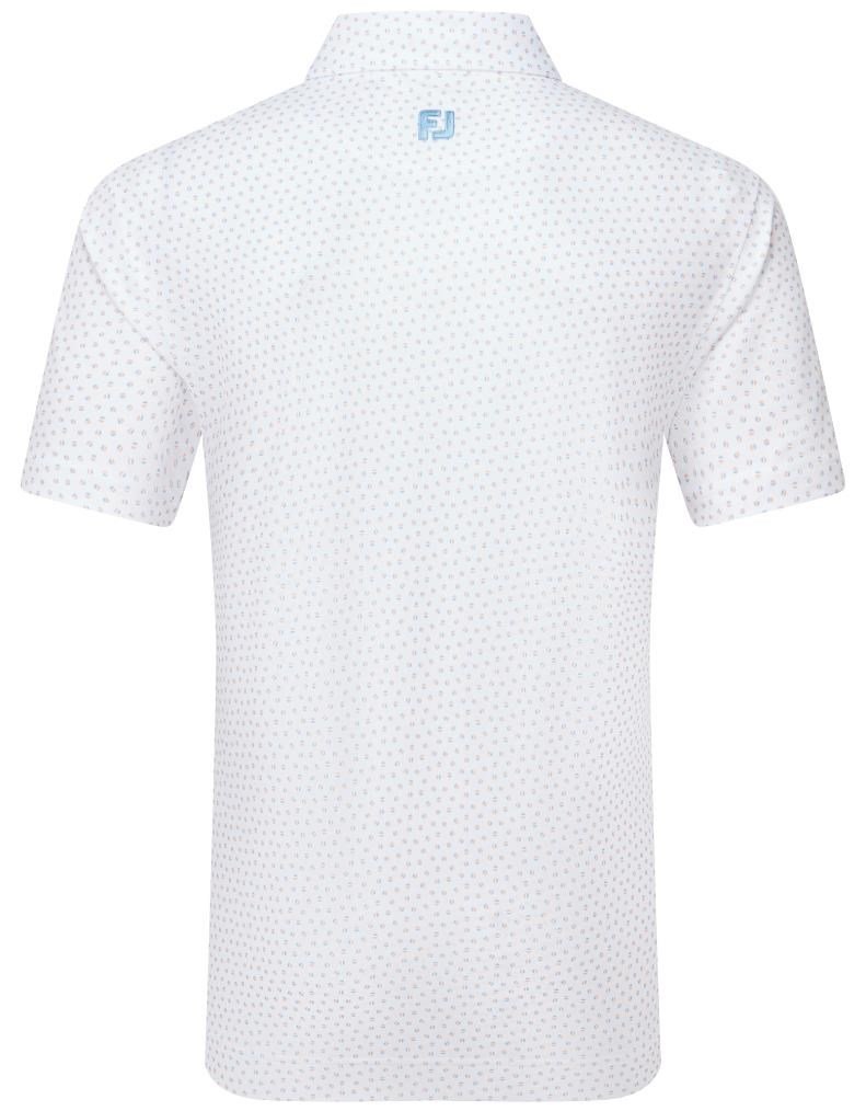 FootJoy Bounce Print Pique pánské polo, white/orange/blue jay