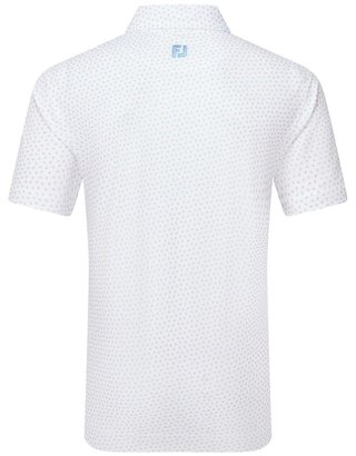 FootJoy Bounce Print Pique pánské polo, white/orange/blue jay