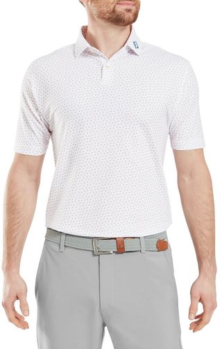 FootJoy Bounce Print Pique pánské polo, white/orange/blue jay