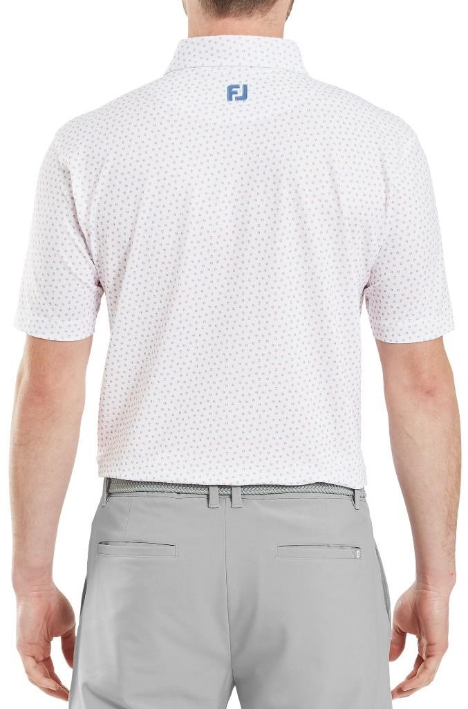 FootJoy Bounce Print Pique pánské polo, white/orange/blue jay