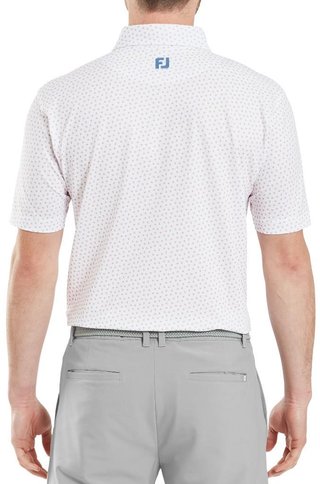 FootJoy Bounce Print Pique pánské polo, white/orange/blue jay
