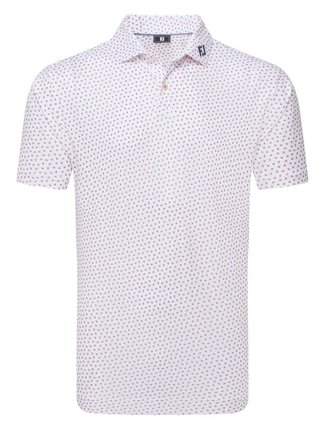FootJoy Bounce Print Pique pánské polo, white/hibiscus