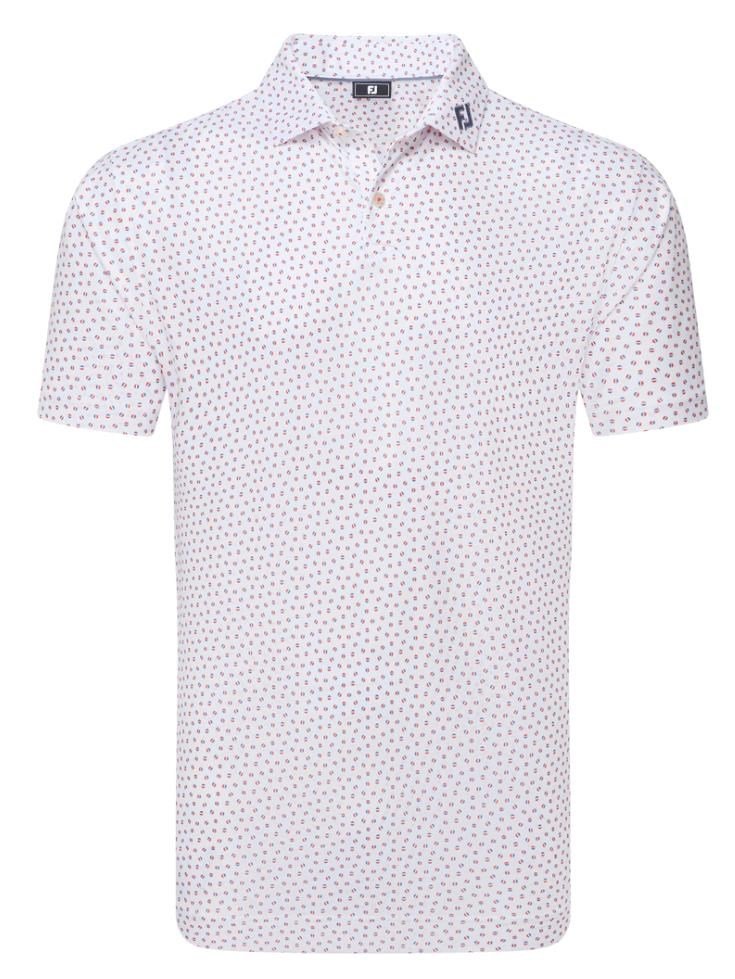 FootJoy Bounce Print Pique pánské polo, white/hibiscus