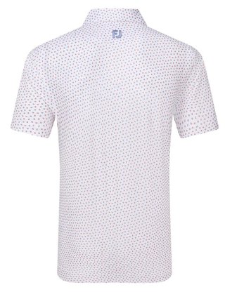 FootJoy Bounce Print Pique pánské polo, white/hibiscus