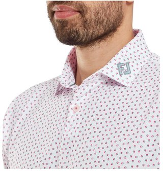 FootJoy Bounce Print Pique pánské polo, white/hibiscus