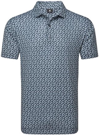 FootJoy Floral Sketch Print Lisle pánské polo, bílo/tmavě modré