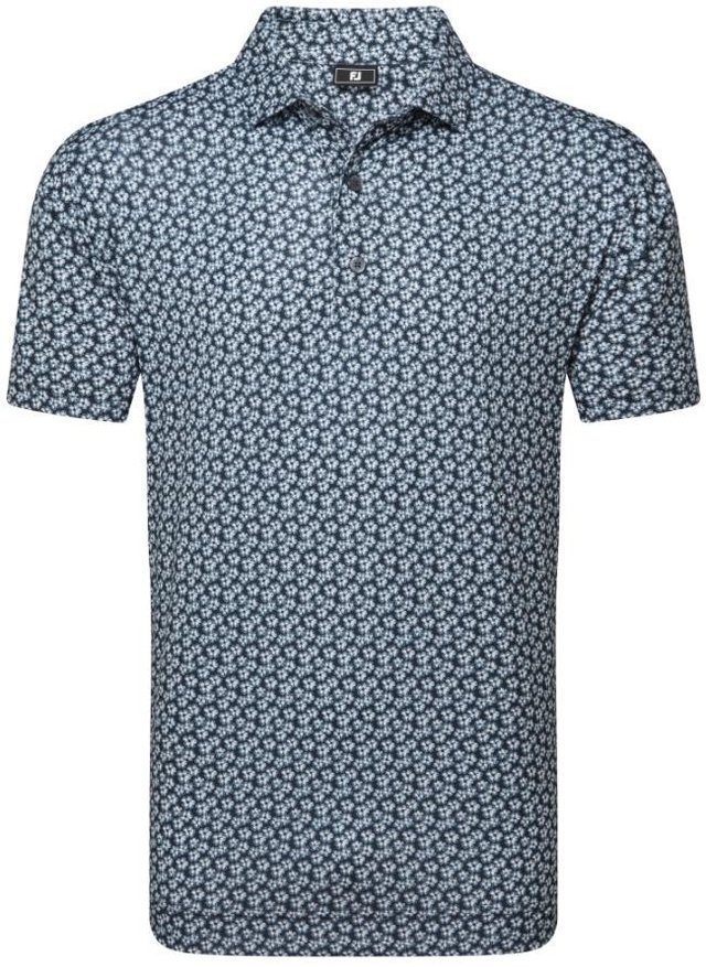 FootJoy Floral Sketch Print Lisle pánské polo, bílo/tmavě modré