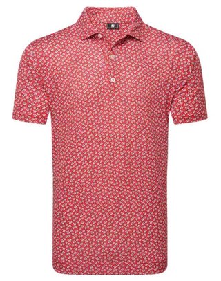 FootJoy Floral Sketch Print pánské polo, white/hibiscus