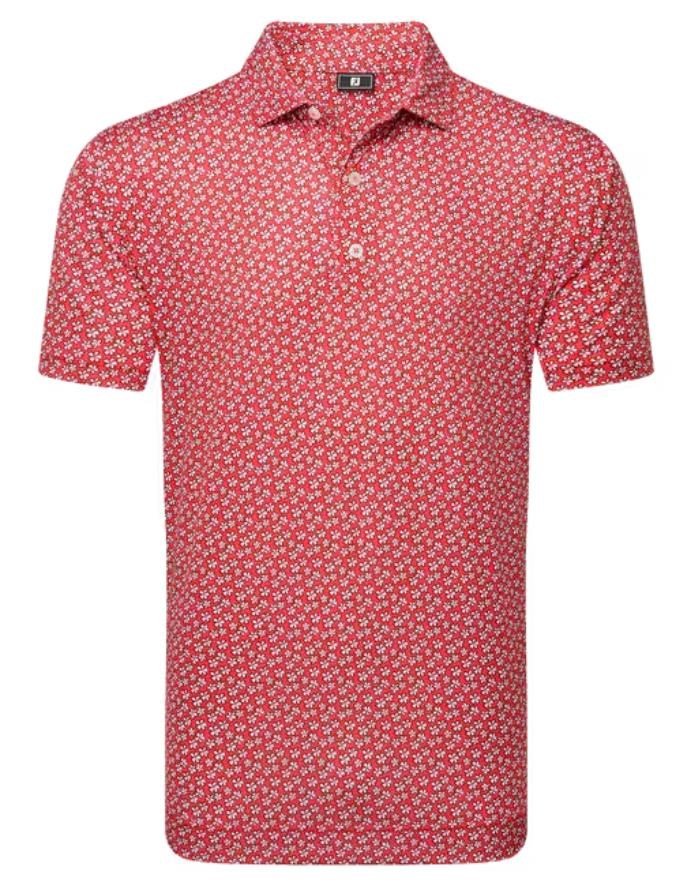 FootJoy Floral Sketch Print pánské polo, white/hibiscus