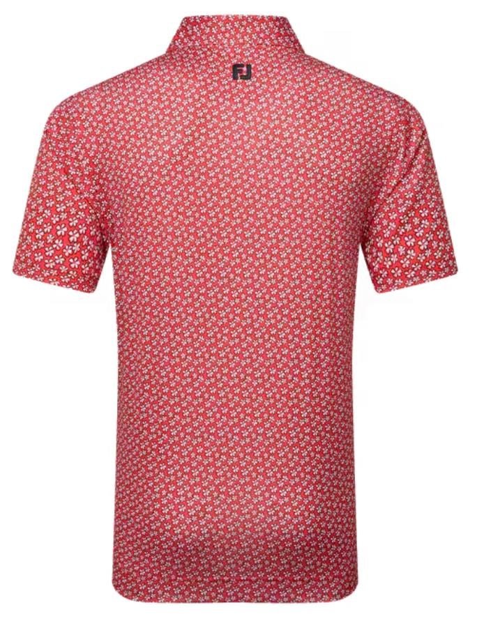 FootJoy Floral Sketch Print pánské polo, white/hibiscus