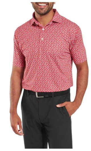 FootJoy Floral Sketch Print pánské polo, white/hibiscus