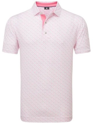 FootJoy Figure Print Lisle pánské polo, bílo/růžové