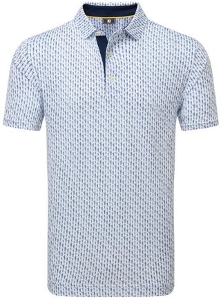 FootJoy Figure Print Lisle pánské polo, bílo/tmavě modré