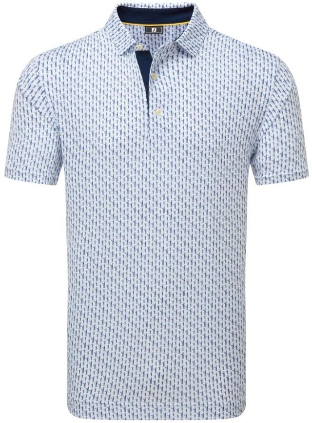 FootJoy Figure Print Lisle pánské polo, bílo/tmavě modré