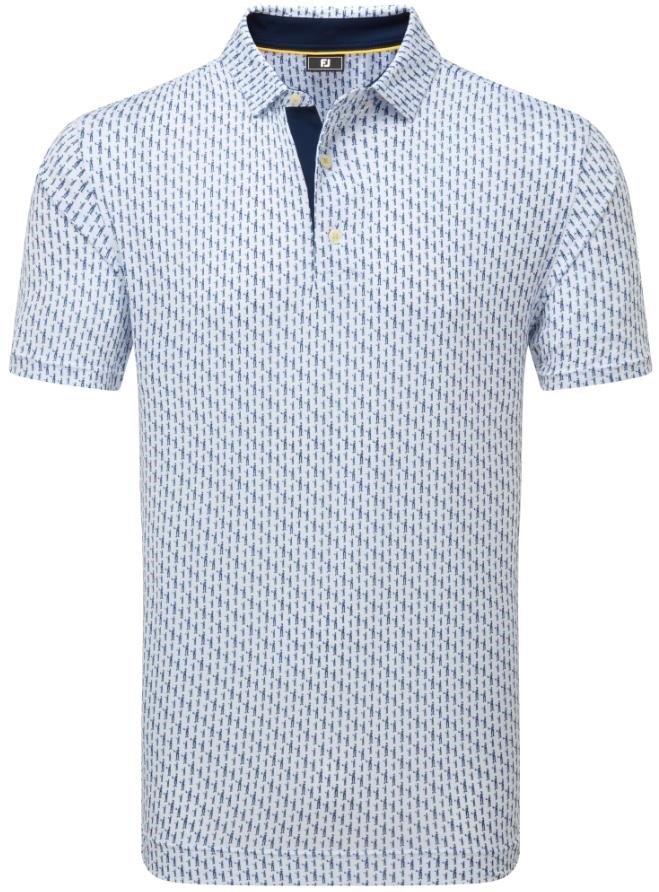 FootJoy Figure Print Lisle pánské polo, bílo/tmavě modré