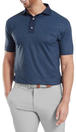 FootJoy Etched Texture Print Lisle pánské polo, tmavě modré