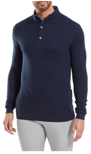 FootJoy Drirelease Button Placket pánský svetr, dark denim