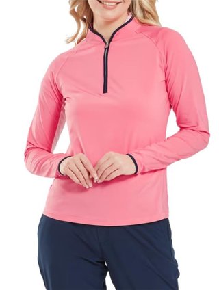 FootJoy 1/4 Zip LS Sun Protection dámské tričko, pink lemonade