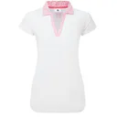 FootJoy Cap Sleeve Print Trim Lisle dámské polo, bílo/růžové