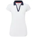 FootJoy Cap Sleeve Print Trim Lisle dámské polo, bílo/tmavě modré