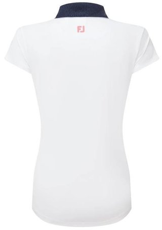 FootJoy Cap Sleeve Print Trim Lisle dámské polo, bílo/tmavě modré