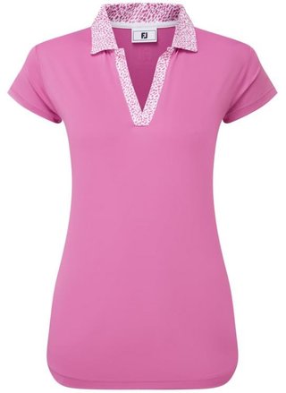 FootJoy Cap Sleeve Print Trim Lisle dámské polo, růžové