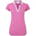 FootJoy Cap Sleeve Print Trim Lisle dámské polo, růžové