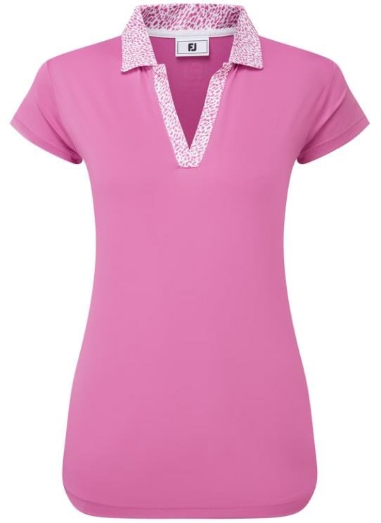 FootJoy Cap Sleeve Print Trim Lisle dámské polo, růžové