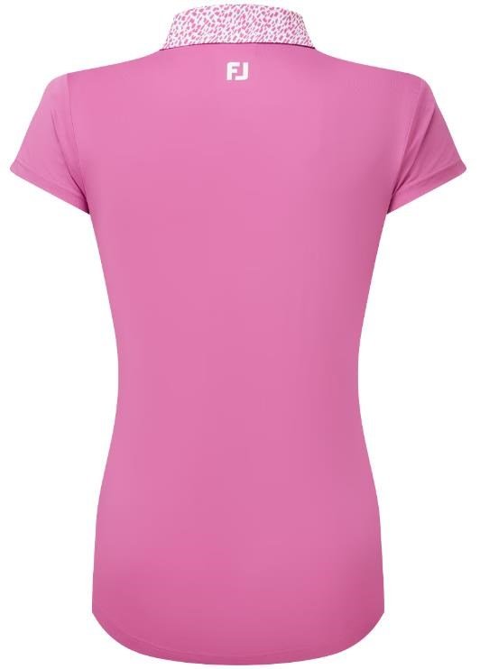 FootJoy Cap Sleeve Print Trim Lisle dámské polo, růžové