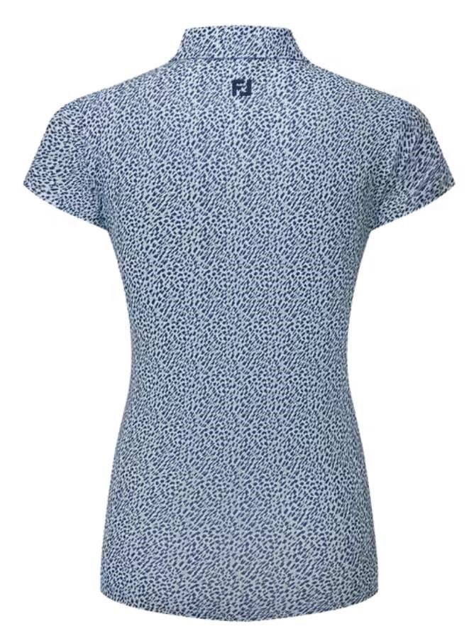 FootJoy Animal Print Cap Sleeve Lisle dámské polo, skyway/white/navy