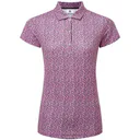 FootJoy Animal Print Cap Sleeve Lisle dámské polo, růžovo/černo/bílé