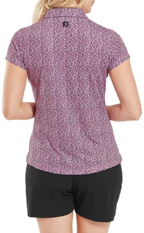 FootJoy Animal Print Cap Sleeve Lisle dámské polo, růžovo/černo/bílé