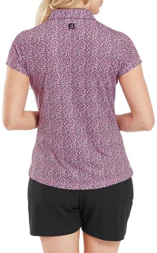 FootJoy Animal Print Cap Sleeve Lisle dámské polo, růžovo/černo/bílé