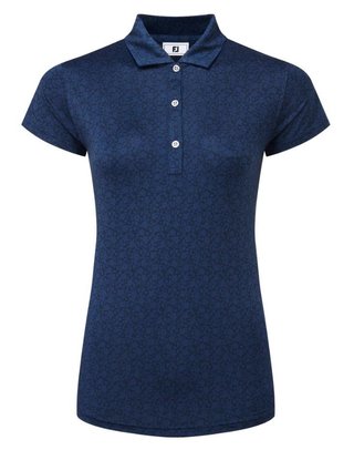 FootJoy Painted Floral Cap Sleeve Lisle dámské polo, tmavě modré
