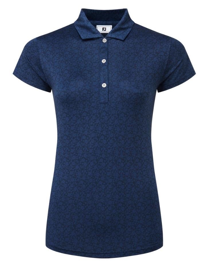 FootJoy Painted Floral Cap Sleeve Lisle dámské polo, tmavě modré