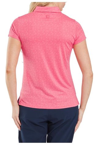 FootJoy Painted Floral Cap Sleeve Lisle dámské polo, růžové