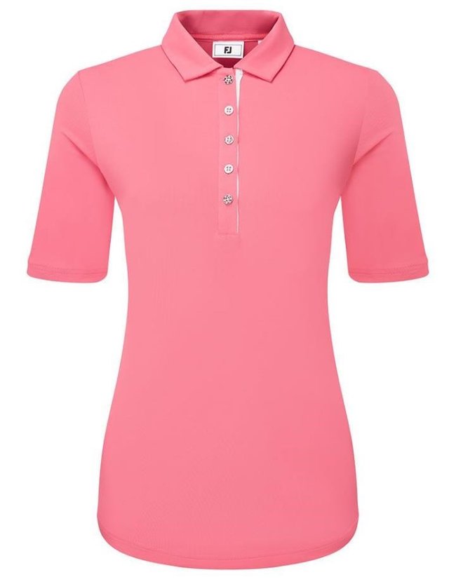 FootJoy Half Sleeve Ruched Lisle dámské polo, růžové
